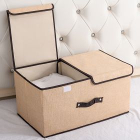 Cotton And Linen Fabric Double Lid Storage Box Foldable