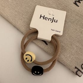 Spring Milk Coffee Color Cartoon Smiley Face Hair Band Cute Girl Heart Little Flower